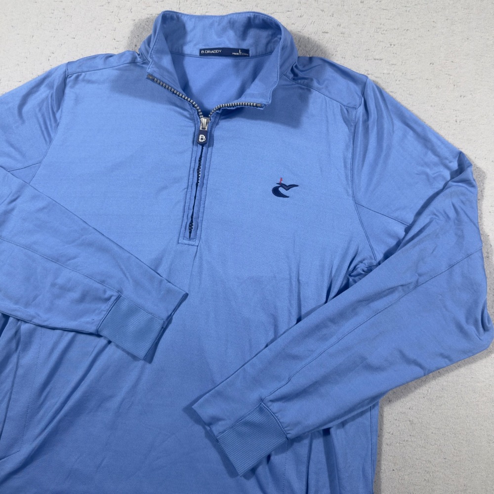 B. Draddy Mens Blue Quarter Zip Golf Pullover Long Sleeve Performance Top Large